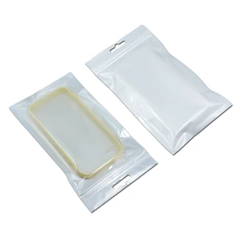 

200Pcs/ Lot 10x18cm White/ Clear Valve Zipper Plastic Retail Packaging Poly Bag Zip Lock Bag Retail Storage With Hang Hole