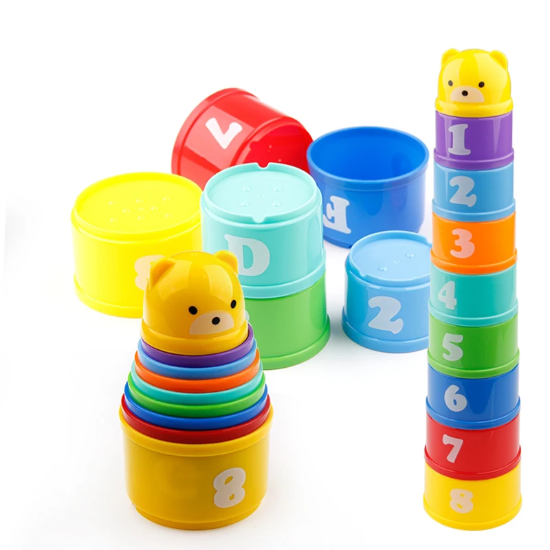 9 обучающие игрушки для малышей, 6 месяцев+ цифры, буквы, фолидид пирамида из чашек, башня, дети, раннее развитие, игрушки для новорожденных 0-12 мес