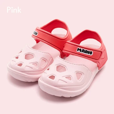 Children's Sandals Slippers Summer Baby Beach Shoes PU Baotou Shoes Girls Sports Children's Hole Baby Boy Sandals kids sandals - Цвет: Розовый