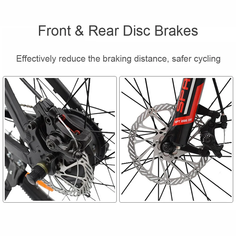 Top 26" Electric Bicycle Mountain Bike,350W Brushless Motor,48V Hidden Lithium Battery,Aluminum Alloy Frame, Suspension Fork 3