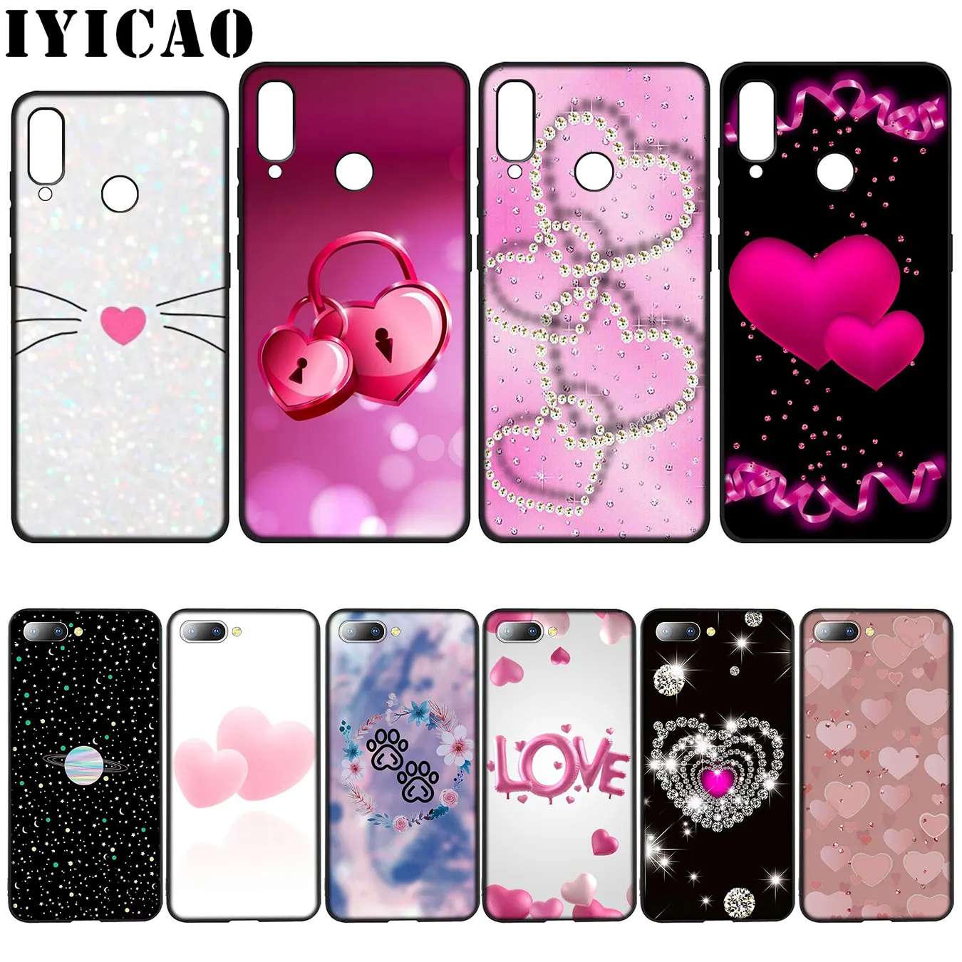 IYICAO Love cute Silicone Soft Case for Huawei Y7 Y6 Prime Y9 2018 Honor 8C 8X 8 9 10 Lite 6A 7C 7X 7A Pro |