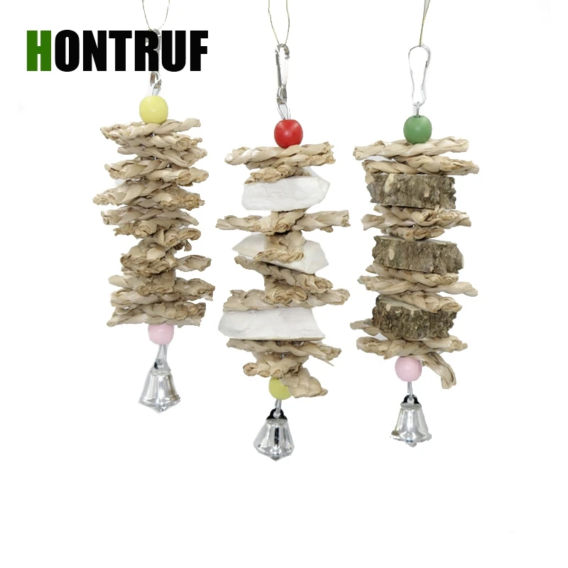 

Parrot Supplies Bird Toys Cuttlefish Bone Calcium Supplement Natural Straw Braid Bite Toy Molar Wooden Toy String