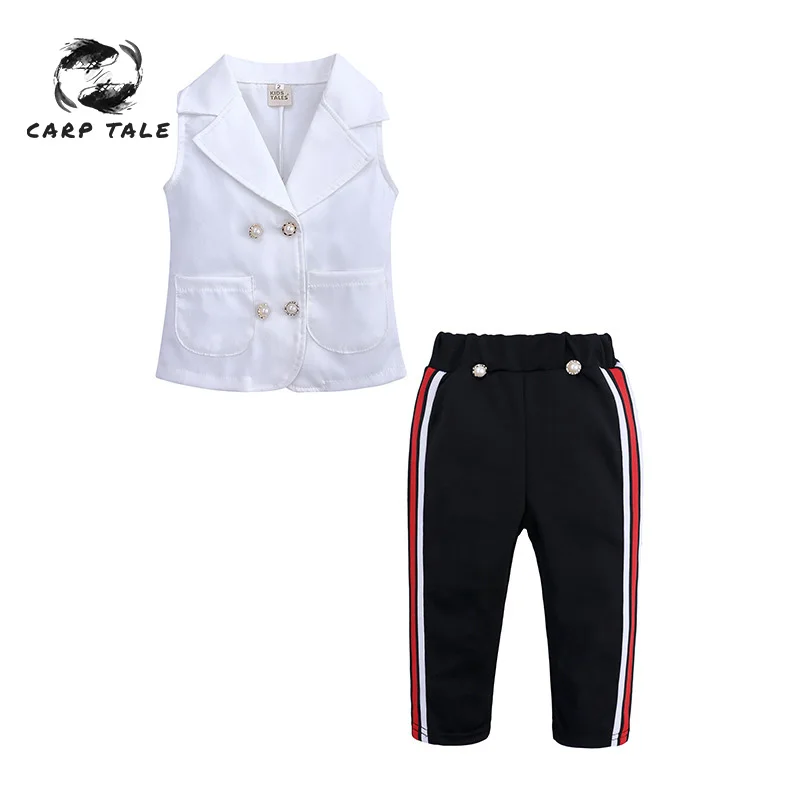 

2019 newborn baby girl clothes suit girls summer sleeveless shirt + trousers two-piece suit clothing children's clothing