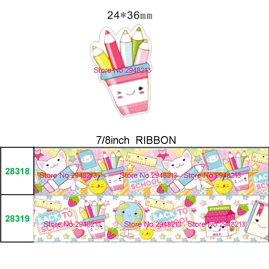

printed cartoon back to school planar grosgrain ribbon and resin sets 50yard ribbon and 50pcs resin 1Pack JJOB467