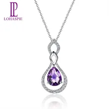 Lohaspie алмаз-ювелирные изделия с натуральными камнями Уругвайский Аметист Solid 14K кулон из белого золота для Для женщин мелкозернистый камень ювелирные изделия для подарка