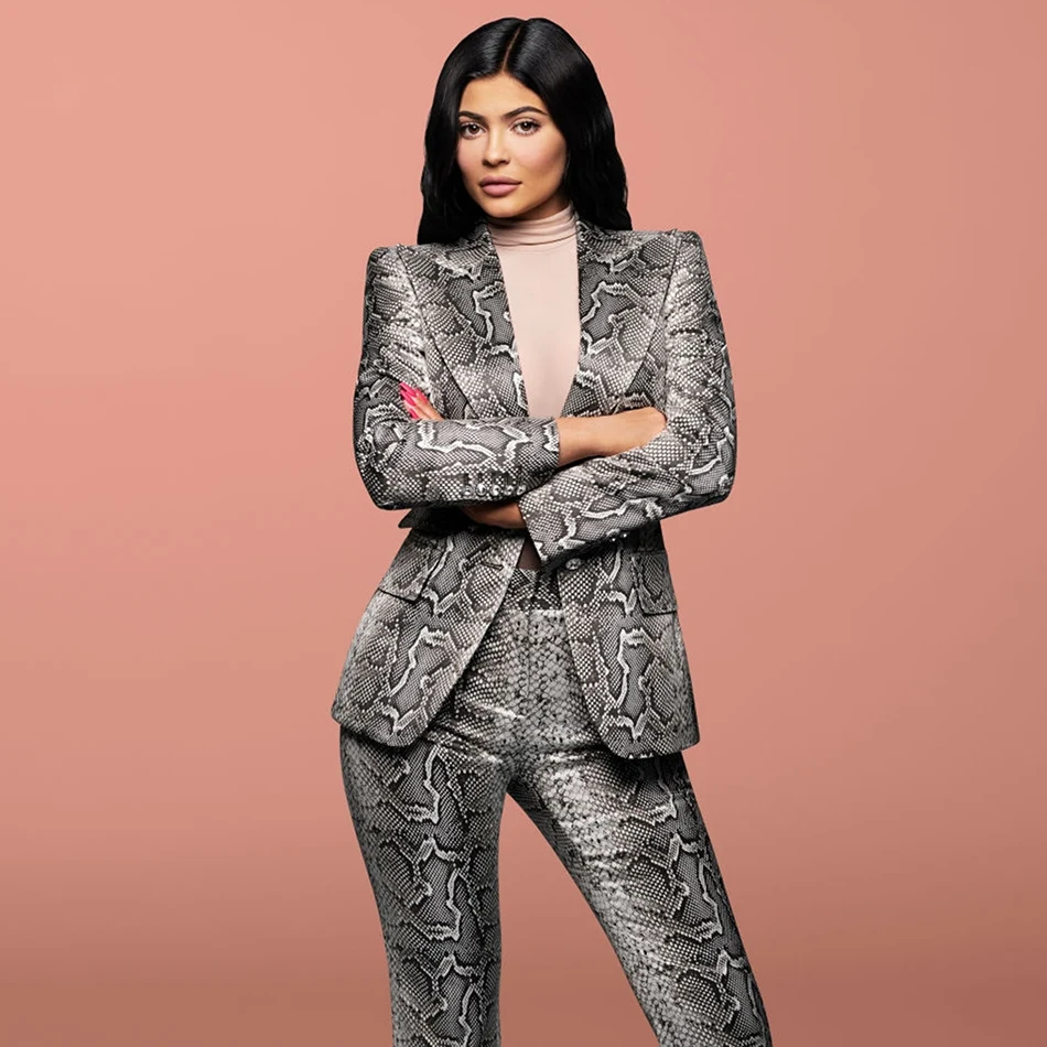 Элегантный офисный комплект блейзеров из органической кожи KylieJenner костюм со