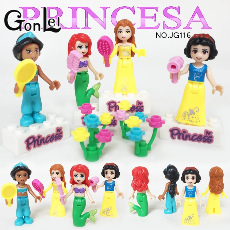 

GonLeI Princess Girl White Snow Tinker Bell Fairy Tale Building Blocks Sets Model Bricks Toy For Children