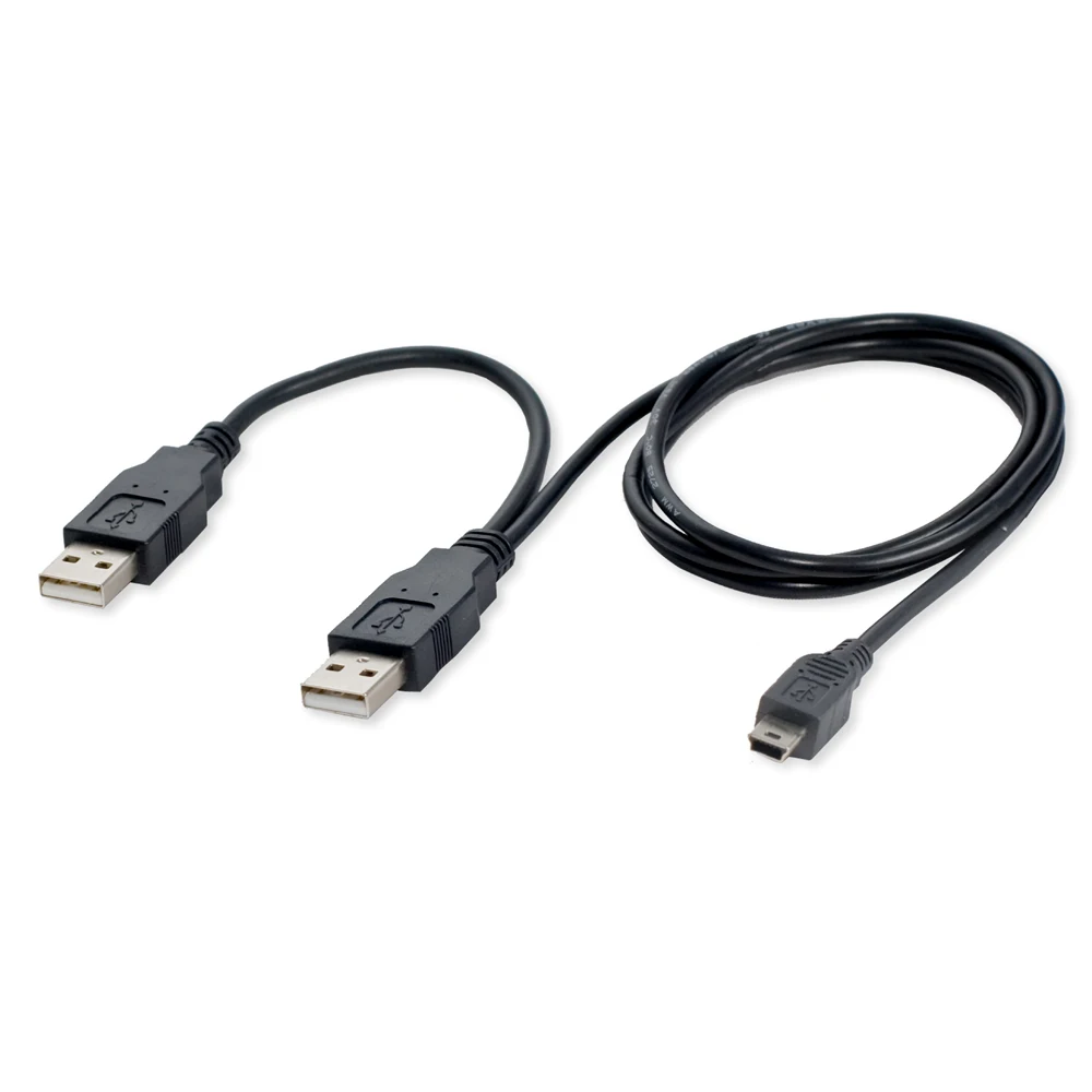 USB 2,0 два типа мужчина к Mini 5 Pin Мужской Y кабель для 2,5 "мобильный жесткий диск HDD 70 см