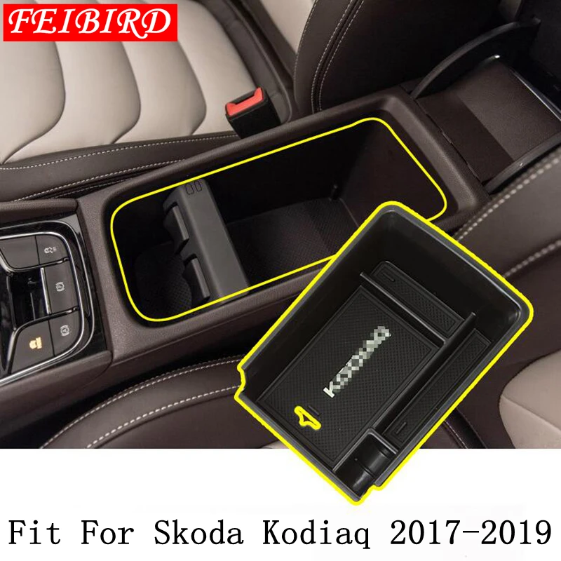 

Accessories For Skoda Kodiaq 2017 2018 2019 Central Control Storage Pallet Armrest Container Box Molding Cover Kit Trim