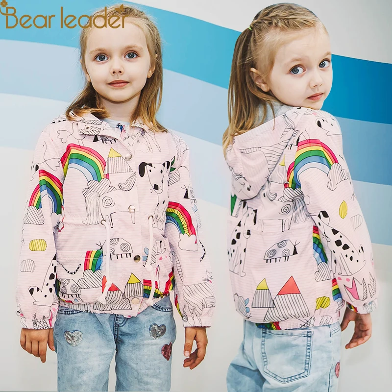 Bear Leader/пальто и куртки для девочек; коллекция года; сезон осень; Брендовая детская одежда для девочек; Верхняя одежда с принтом героев мультфильмов; От 3 до 7 лет с капюшоном