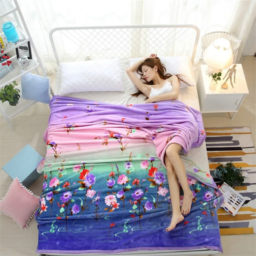 

Beautiful And Fashionable Purple Printing Pattern Throw Blanket/Fleece On The Bed,Soft Autumn Upgraded Flannel Blanket For Sofa