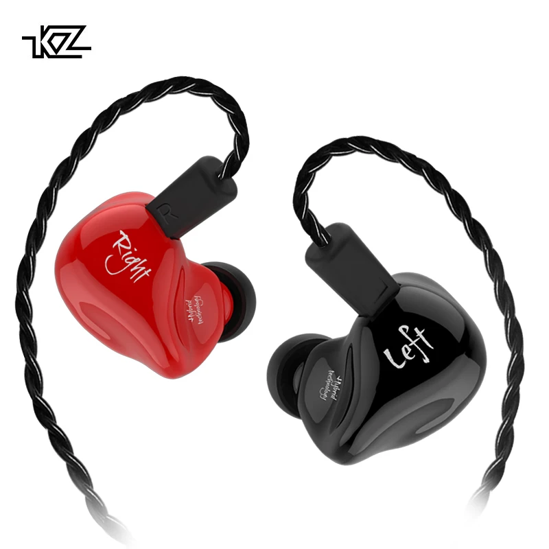 Новые KZ ZS4 1BA + 1DD HIFI бас Шум Отмена наушники с микрофоном и 0 75 мм 2pin Съемный кабель