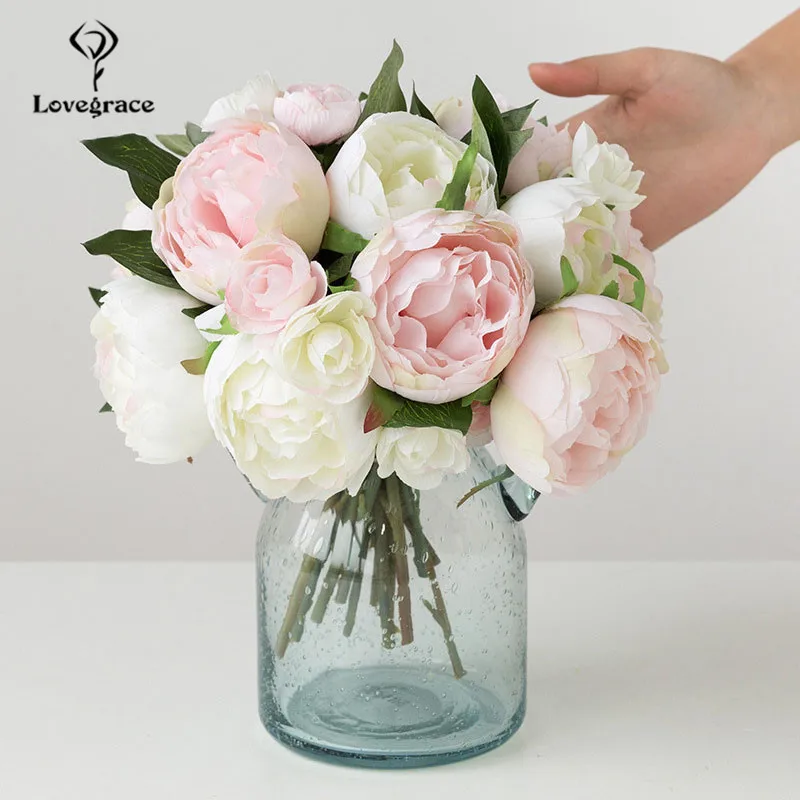 artificial flowers peony wedding flowers bridal bouquet  (17)