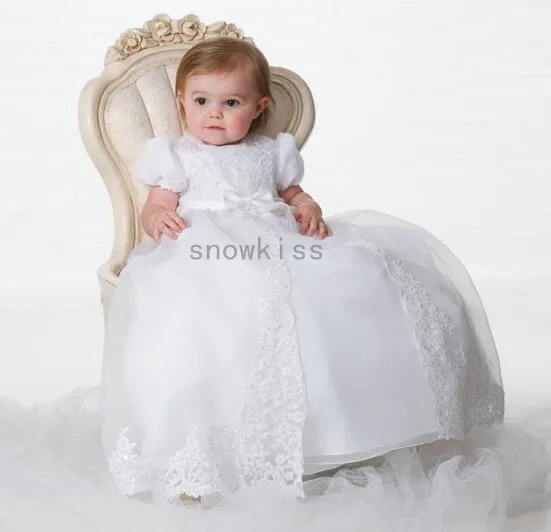 2018 Short Sleeves Lace Baby Boys Girls Infant Outfit Heriloom Dress Dedication Baptism Gown Long christening gowns With Bonnet