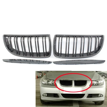

Grille Grill Carbon Fiber Style Dual Line for BMW E90 E91 3 Series 325i 328i 335i 330i 325xi 328xi 335xi 05-08 Pre-facelift