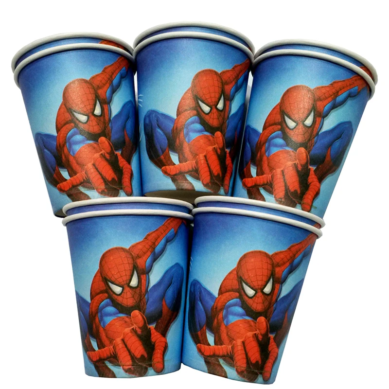 

10pcs/lot Character Spiderman Cups Children Birthday Party Decorations Kids Party Supplies Birthday Disposable Tableware Sets
