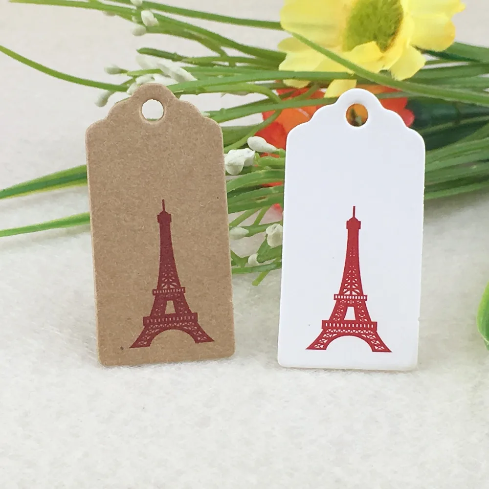 

100pcs Kraft Love Gifts Tag Wedding Paper Cards DIY Hang Tags/Price Tags/Christmas Gift Packing Labels Fashion Eiffel Tower Tag