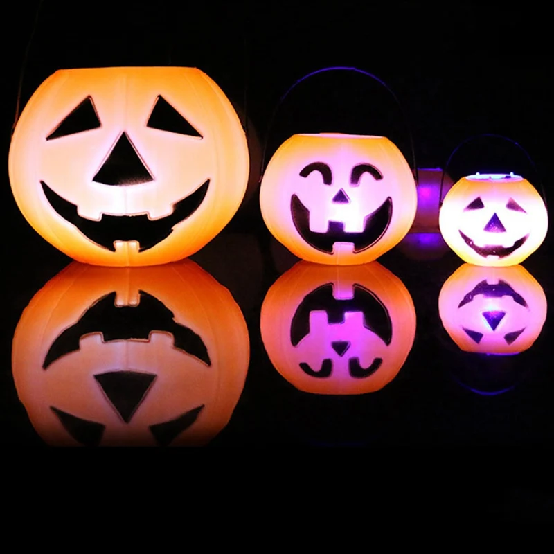 

1 pc Halloween Portable Pumpkin Bucket Child Trick Or Treat Candy Bag Home Halloween Party Tree Light Decor Supplies