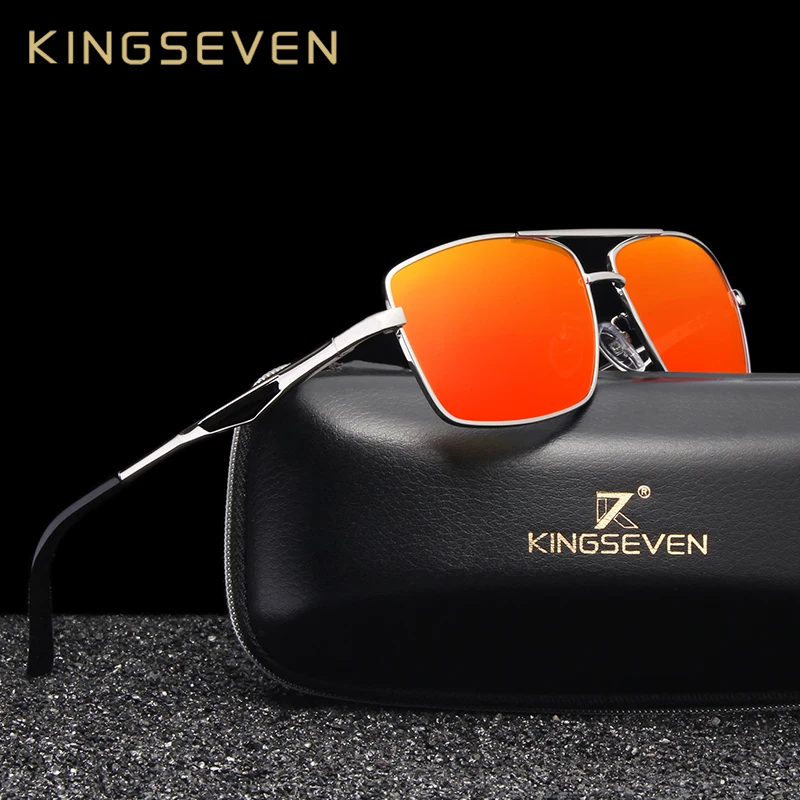 KINGSEVEN бренд нержавеющая сталь для мужчин прямоугольник Защита от солнца очки зеркальные линзы поляризованные Óculos интимные аксессуары