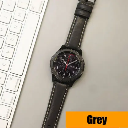 AKGLEADER ремешок для samsung Galaxy Watch 46 мм gear S3 22 мм ремешок из натуральной кожи браслет для huawei Watch GT Amazfit - Цвет ремешка: Grey