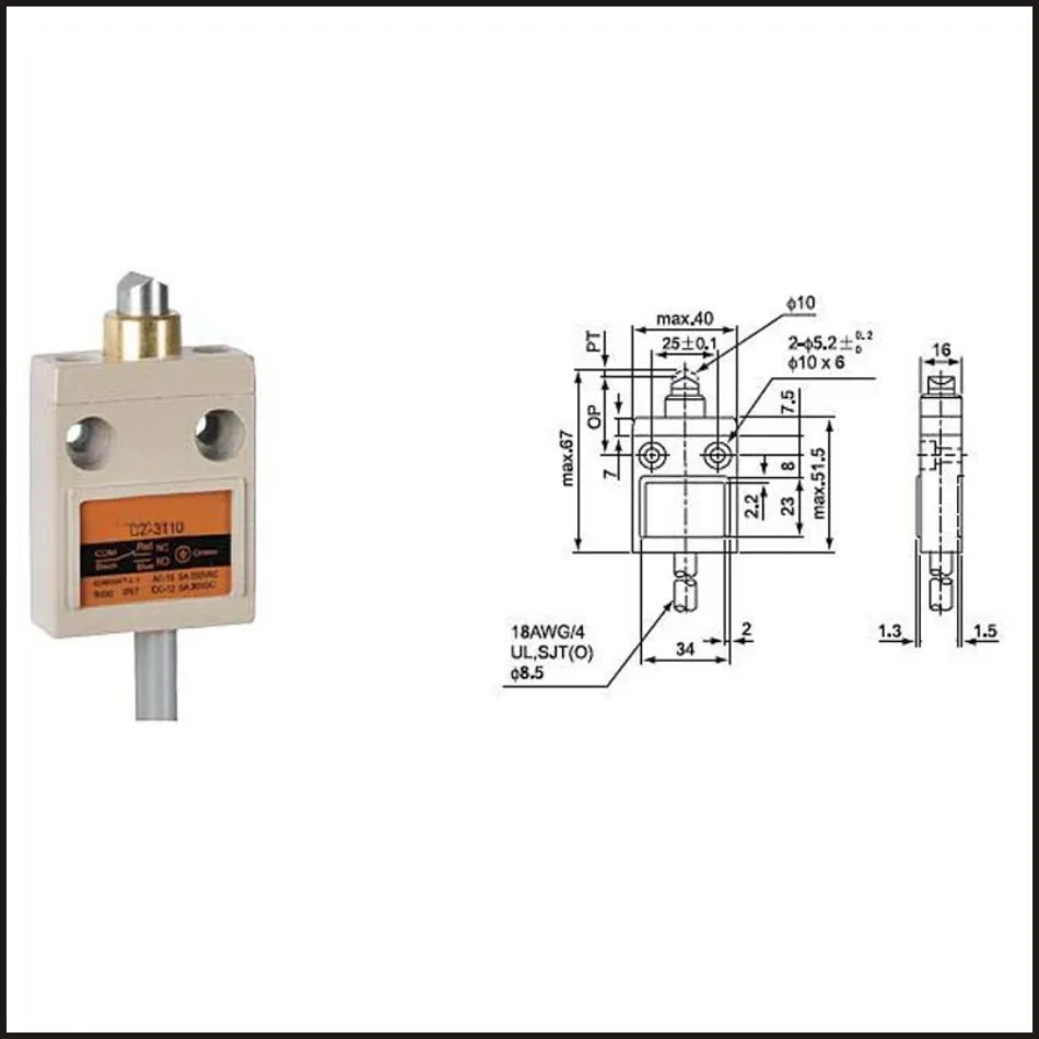 

Switch travel limit switch 15A Electrical Safety Key Interlock switch Compact Prewired switch CZ-3110