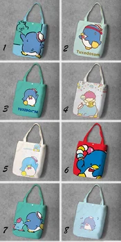 

IVYYE Blue Penguin Fashion Anime Foldable Canvas Shopping Bag Casual Shoulder Bags Customized Tote Handbag Lady Girls New