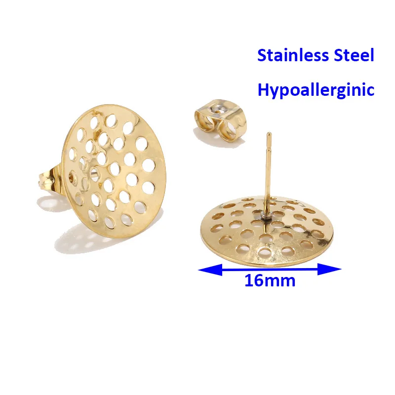 

2019 New 6pcs/lot Gold Stainless Steel Round Base Earrings Post Pendant Connector For DIY Handmade Earrings Jewelry Accessories