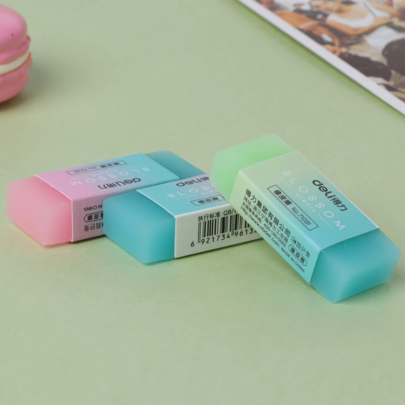 Soft Durable Flexible Cube Cute Kawaii Colored Pencil Rubber Erasers For School Kids Jelly Colored Pencil Erasers