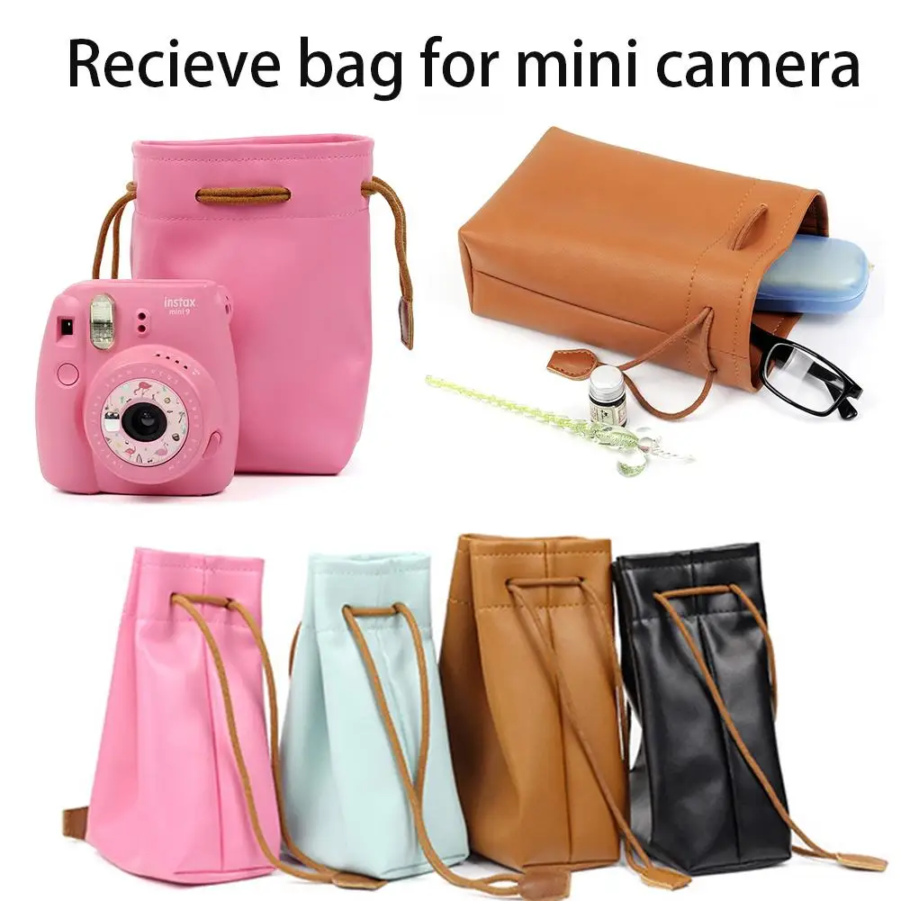PU Receive Bag with Strap Camera Protective Case Drawstring Bag for