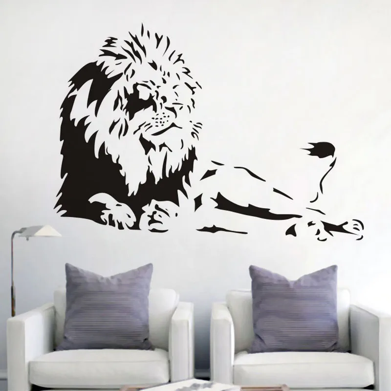 domineering male lion vinyl wall stickers home decor living room diy