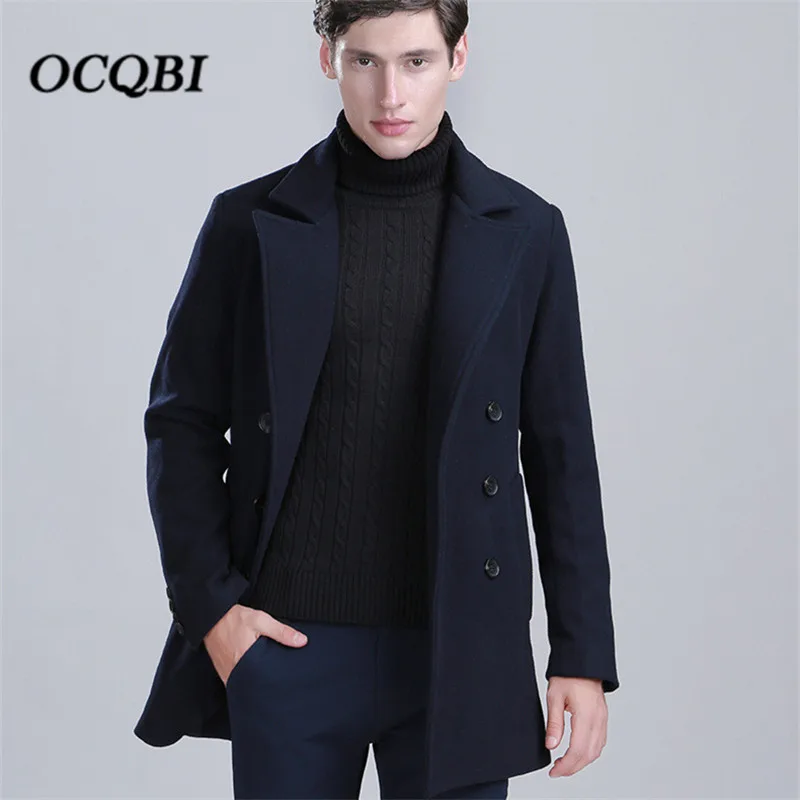 Plus Size M 3XL 2018 Double Breasted Men Coat Overcoats Winter Pockets