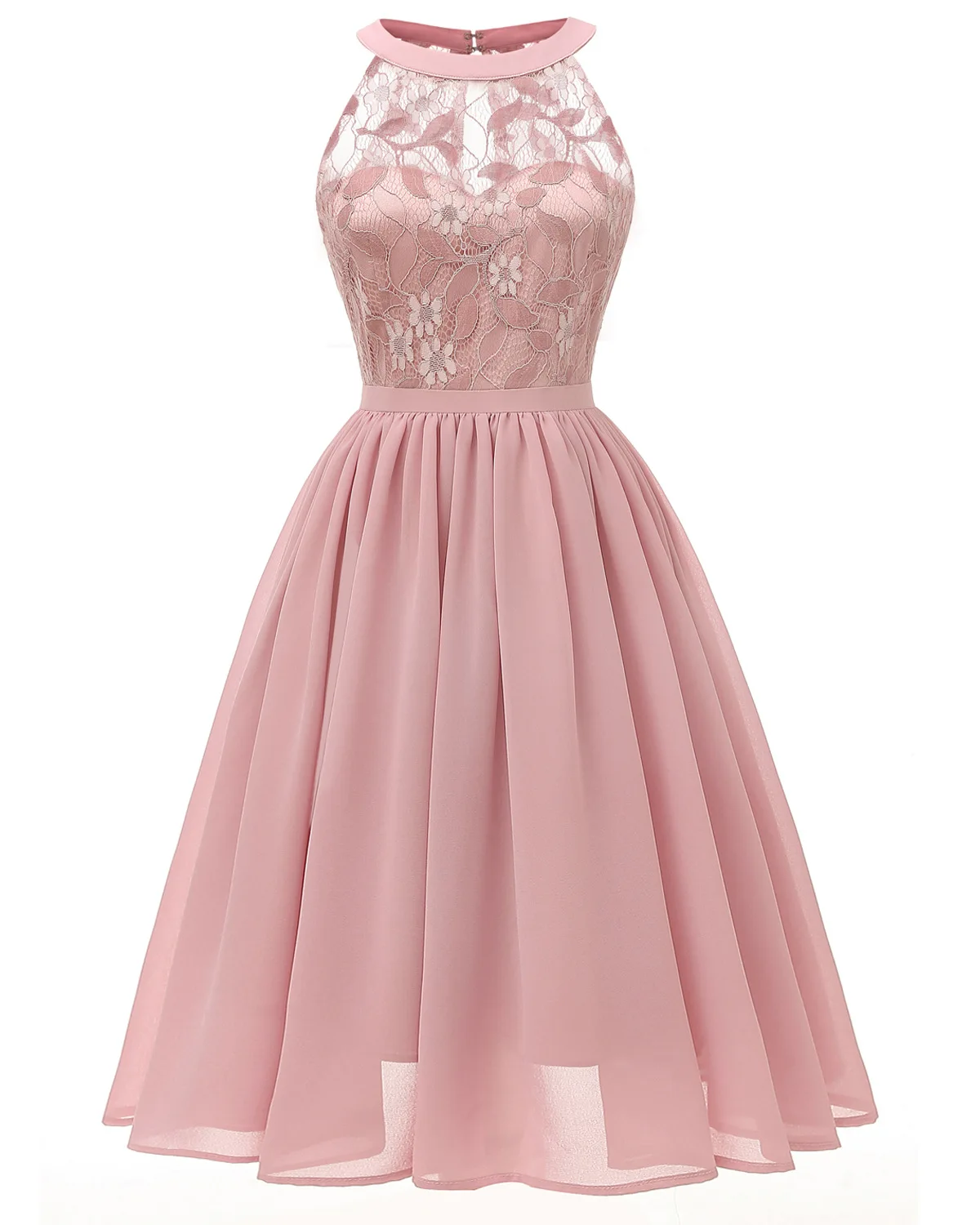 Бордовое платье, женское сексуальное бальное платье без рукавов, элегантное кружевное платье с цветочным узором, шифоновое платье - Цвет: Розовый