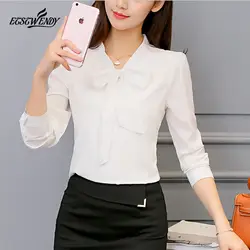 Элегантные женские топы Корейская весна 2019 Женская белая рубашка с длинным рукавом черная рубашка уличная тонкая шифоновая блузка женская