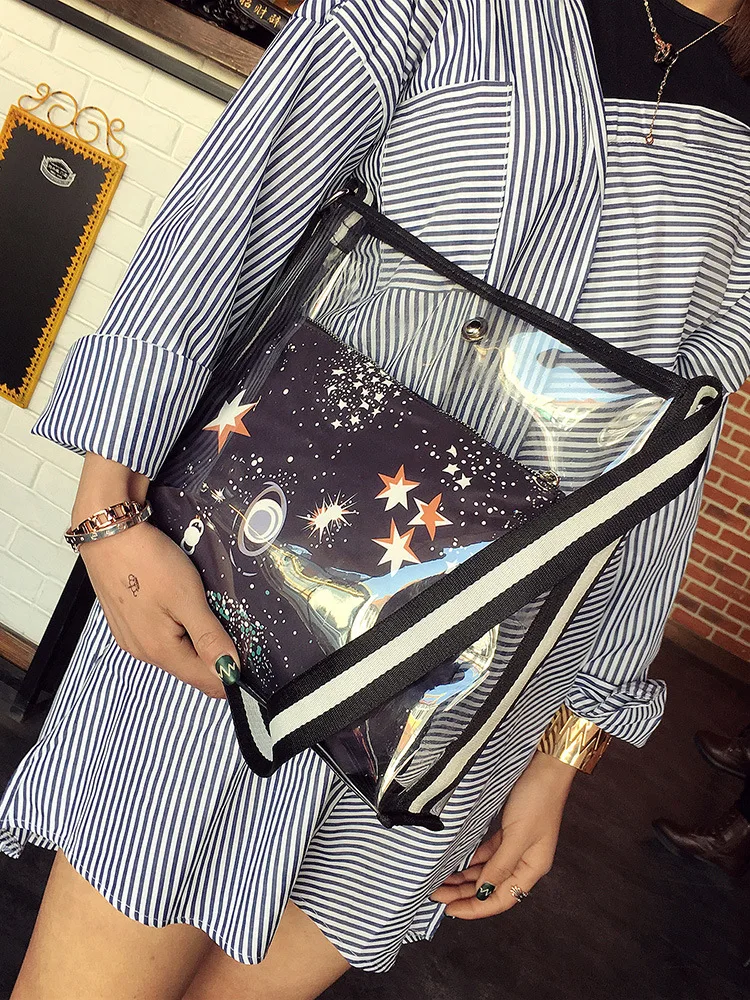 

2018 New Fashion Transparent Bags for Women Messenger Bags Clear Pudding Shoulder Beach Bag Bolsa Fashion Transparent Handbags