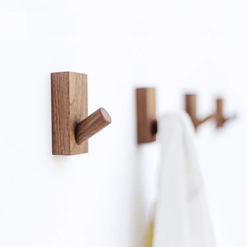 

1Set Nordic Style Beech Wood Black Walnut Wooden Art Design Robe Hook For Clothes Coat Racks Home Decoration Accessories