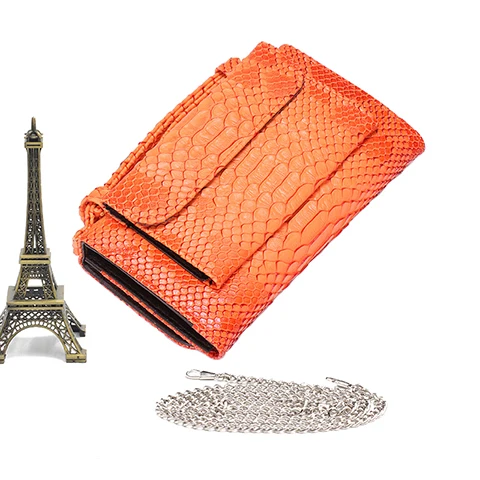 XMESSUN модный клатч из воловьей кожи на одно плечо сумка через плечо с узором «крокодиловая кожа» модная сумка с цепочкой - Цвет: Orange
