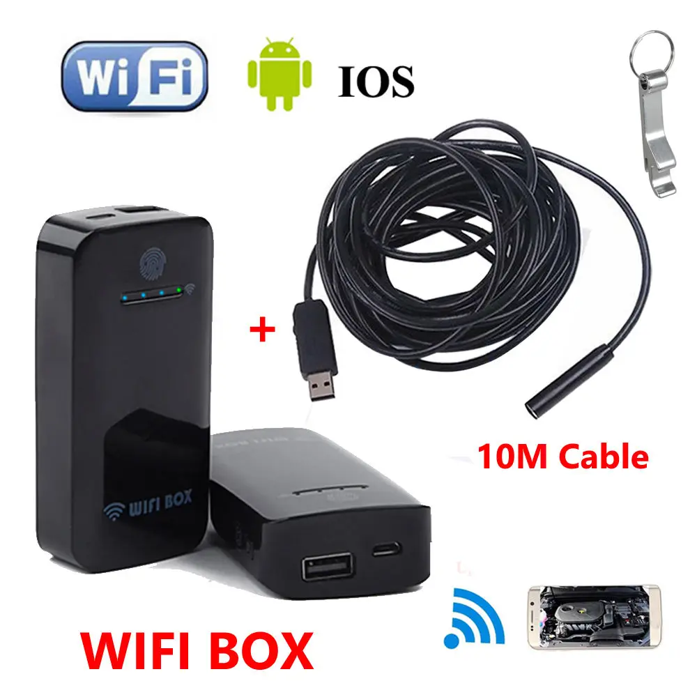 

Free shipping!10M Endoscope Waterproof Inspection Camera USB LED+ WIFI BOX For IOS And Android