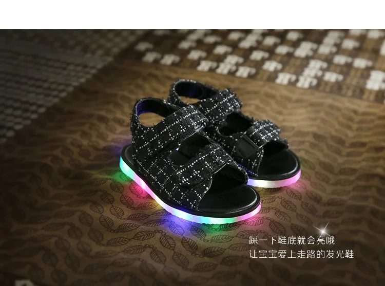 Детские легкие сандалии; Новинка года; летняя обувь для малышей; яркий светодиодный светильник; обувь для малышей
