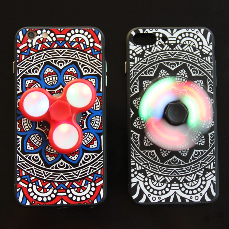 

Hand Spinner Phone Case With LED Flash Fidget Finger EDC Toys For iPhone 6 6S 7 Plus for Autism ADHD Relief Focus Anxiety #E