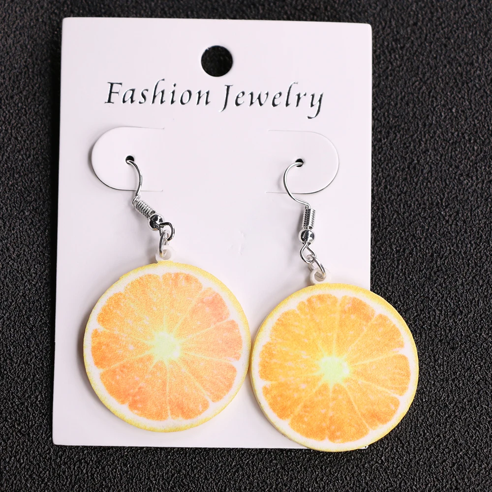 1 Pair Cute Big Orange Pattern Dangle Earring Fruit Jewelry Women Girls