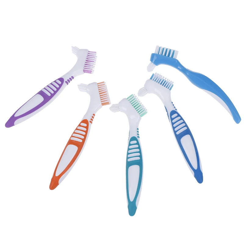

Denture Cleaning Brush Multi-Layered Bristles Rubber Handle False Teeth Brush Oral Care Tool Bristles & Ergonomic