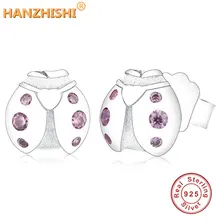 Летняя коллекция, серьги-гвоздики из стерлингового серебра 925 пробы с изображением божьей коровки для женщин, серебряные маленькие серьги, модные ювелирные изделия