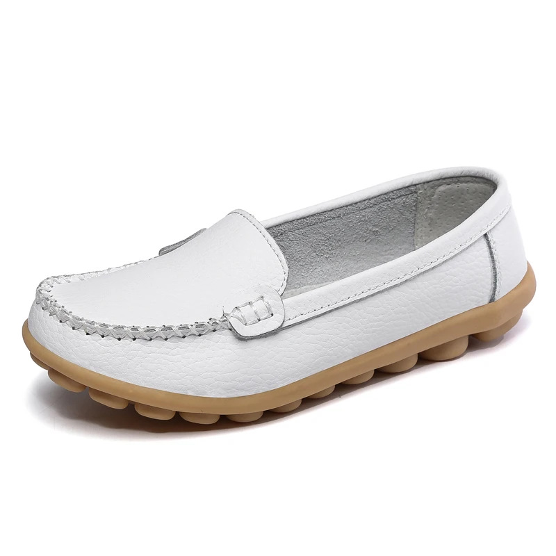 

2019 Shoes Woman Genuine Leather Women Casual Shoes Flat Loafers Slip On Women's Flat Shoes Moccasins Plus Size