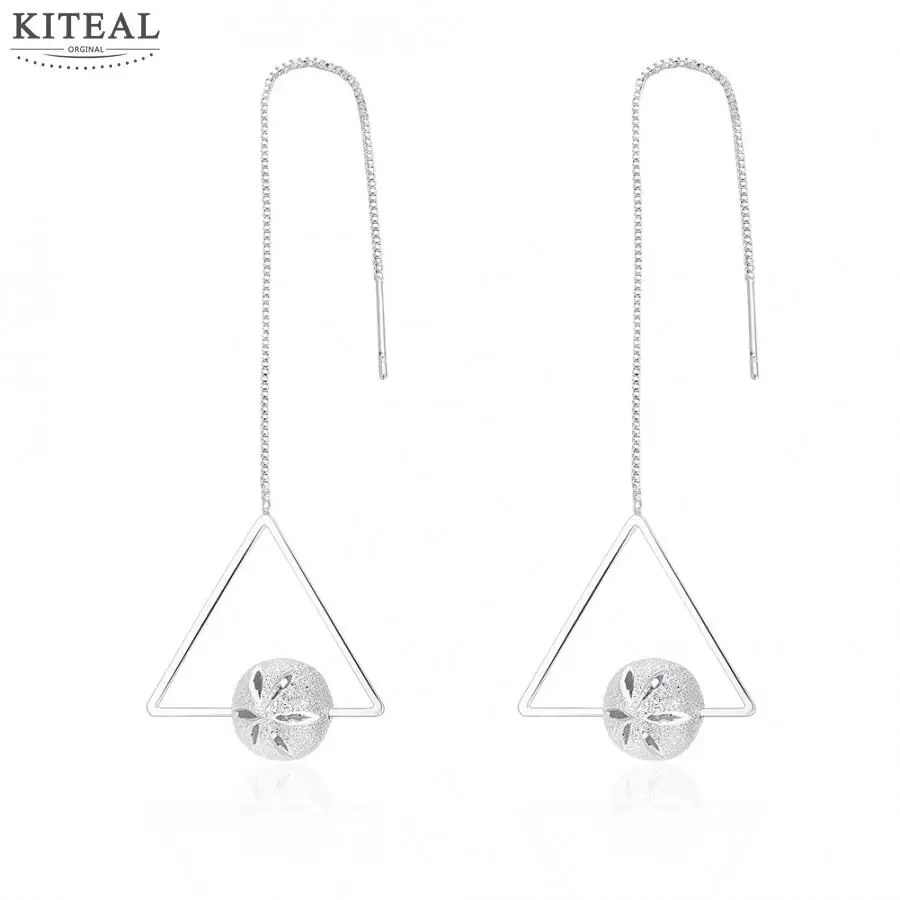 

Newest silver earing sand beads triangle long earrings ear cuff bijoux women