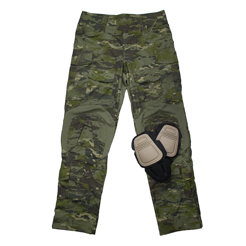 airsoft paintball hunting accessories G3 tactical training pant military pants with knee pad set compact uniform for shooting MTP (2)