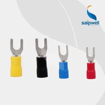 

1000pcs/lot Copper Furcate Pre-Insulating Terminal, 0.5~1.5mm Conductor Section #10 Imax19A ,Red Crimping Terminal (SV1.25-5S)