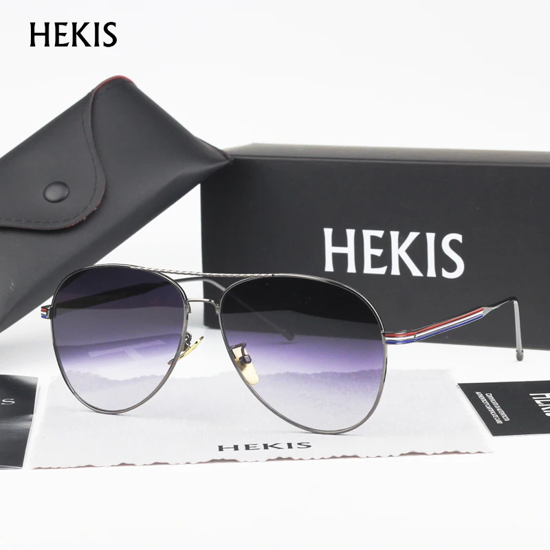 HEKIS Brand Mens Sunglasses Gradient lens Driving Sun glasses Eyewear