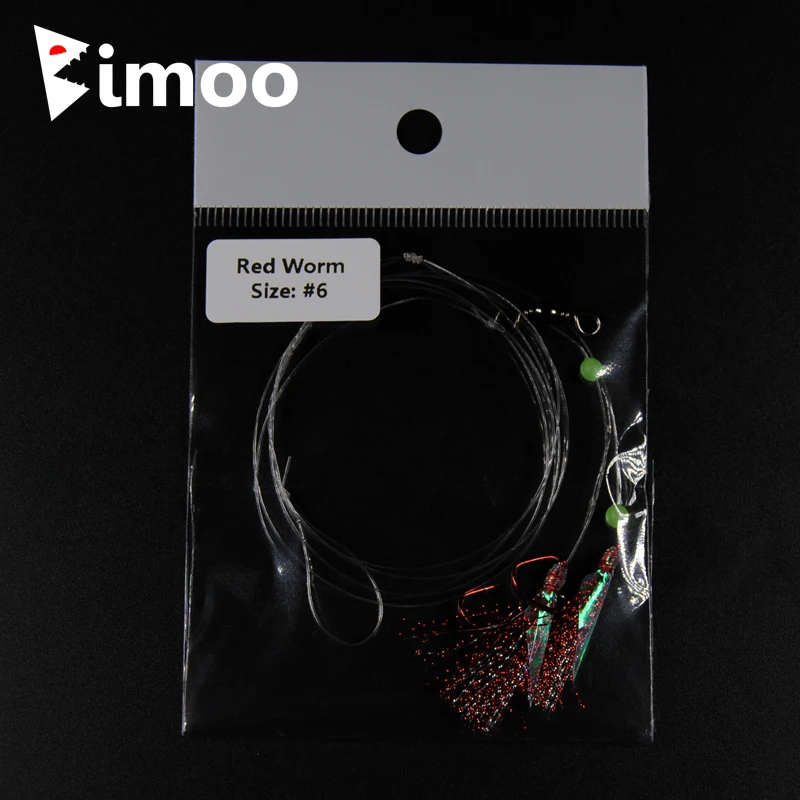 

Bimoo 10Bags #6 Small Red Worm Sabiki Flasher Bait Catcher Rig Fishing Tackle