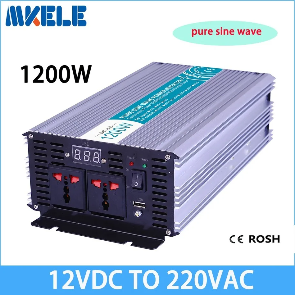 

MKP1200-122 inverter 1200v 12vdc to 220vac inverter Pure Sine Wave voltage converter,solar inverter LED Display