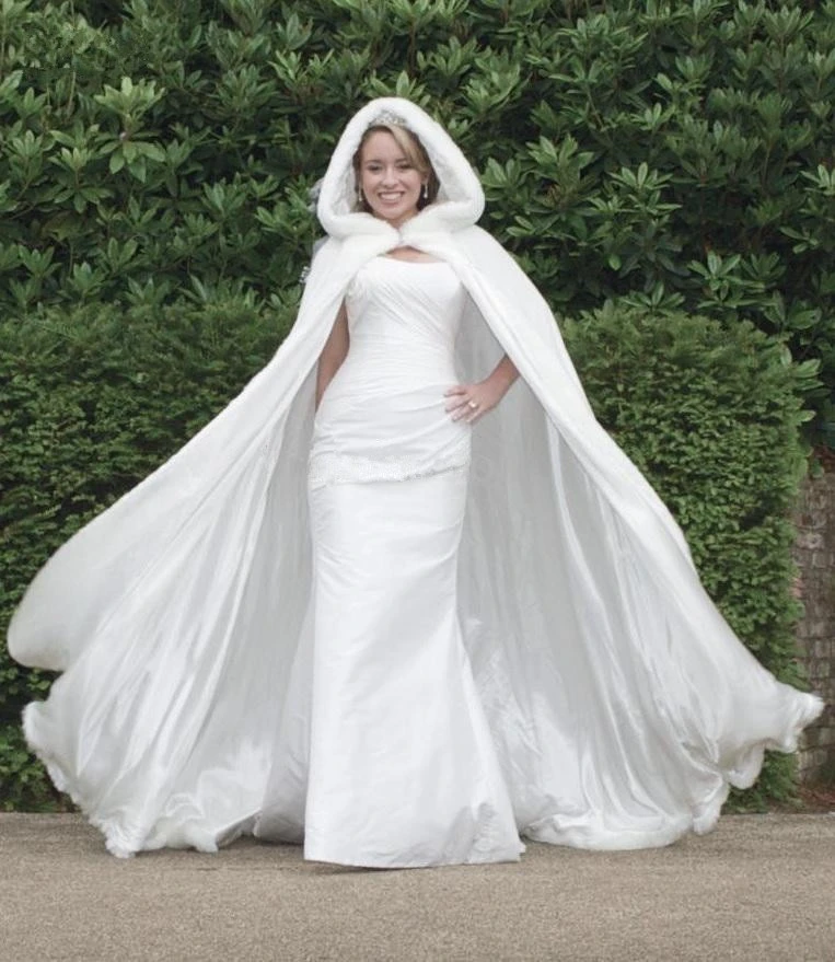 Weihnachten Zwei 2 Stuck Hochzeit Kleid Mermaid Brautkleider Ivory Faux Pelzbesatz Kapuze Mantel Vestido De Novia Benutzerdefinierte 2 Piece Wedding Dresses Vestidos De Noviawinter Wedding Dress Aliexpress